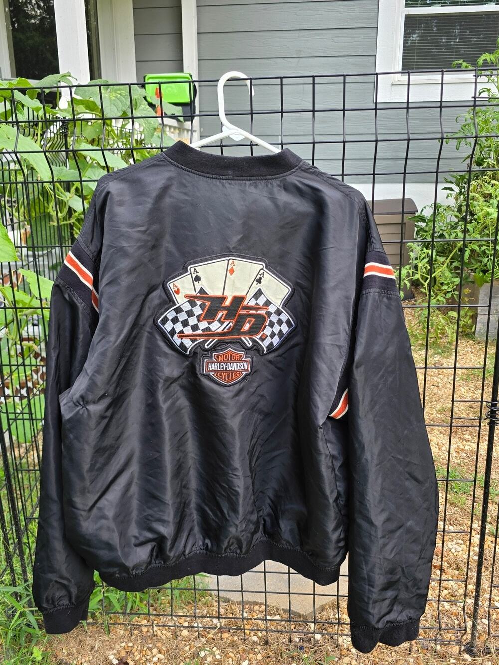 Vintage Harley Davidson Four-Aces Black Motorcycle Bomber Jacket USA Men's XL